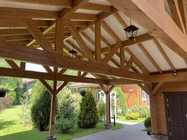 Фото Навес для автомобиля с хозблоком